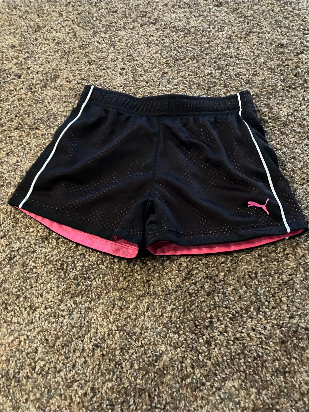 Puma Black Shorts with Pink Trim and Logo